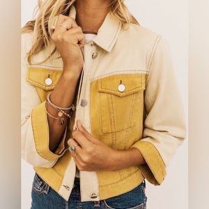 ROOLEE jean jacket. Cropped and three quarter length sleeves. Size small.